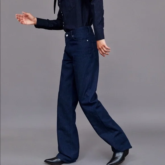 ZARA Heritage Straight Sunset Blue Denim Jeans 2 - Picture 7 of 14